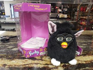 FURBY 1998 1st Generation Black Fur White Feet Grey Eyes 70